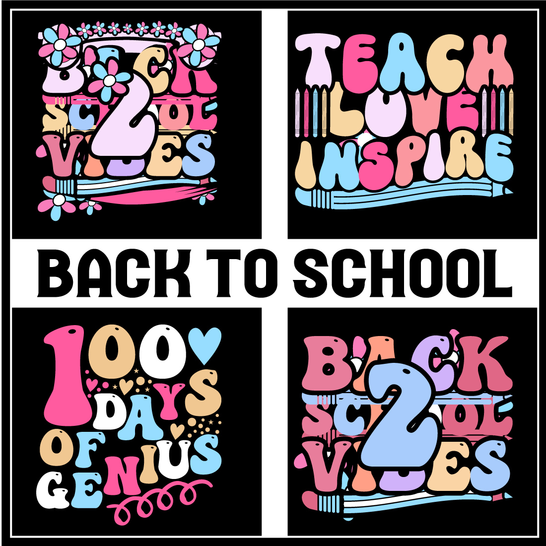 Back To School T-Shirt Design- Back To School- 100 days of school t shirt- First Day of school T-shirt Design- Hundred days of school- Happy First Day of School Kindergarten T-Shirt Design- T-shirt design cover image.