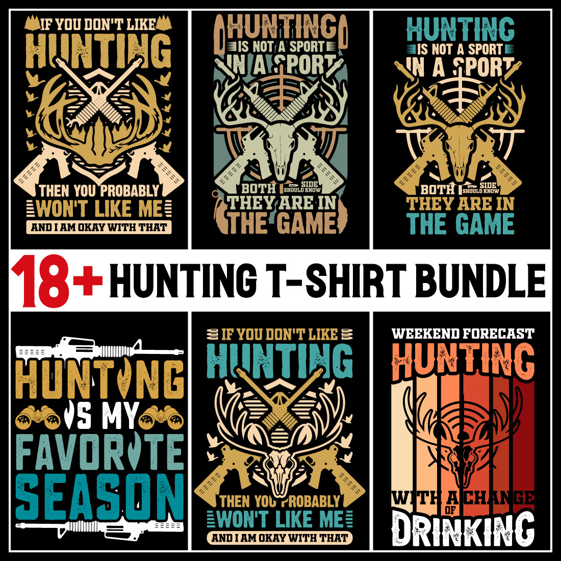 Hunting T-shirt- Hunting Shirts- Hunter retro vintage deer hunting t-shirt design- Deer hunting t shirt design cover image.