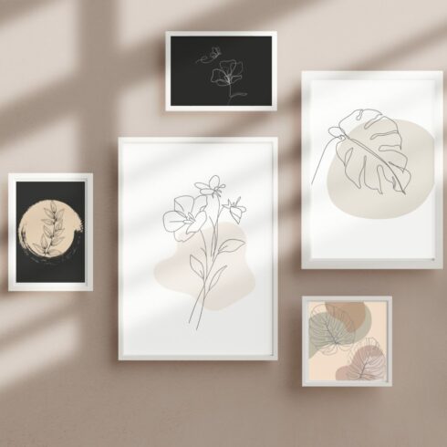 50 art print bundles, boho minimal wall art, floral beige wall decore, digital bundle, home decore, cozy art print cover image.