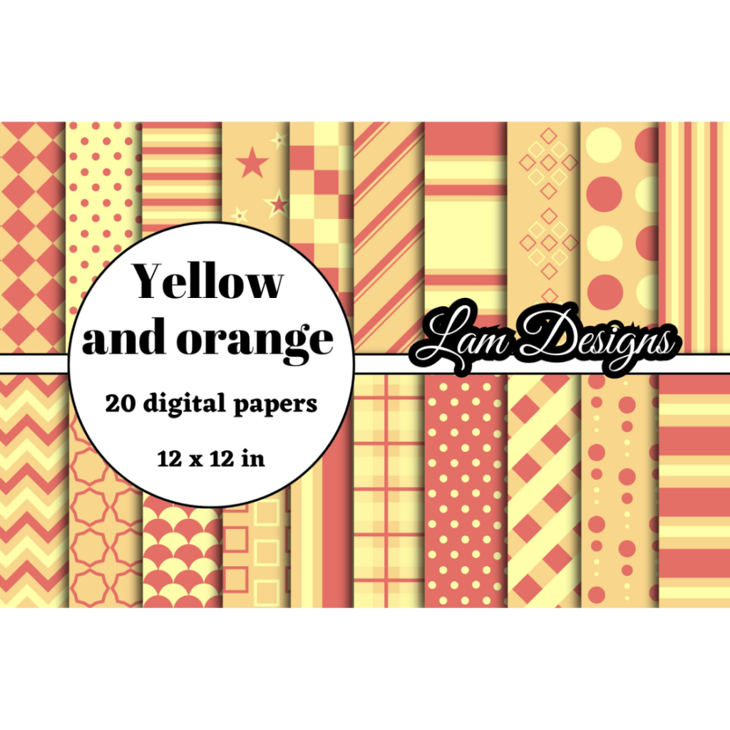 Yellow and orange digital papers - MasterBundles