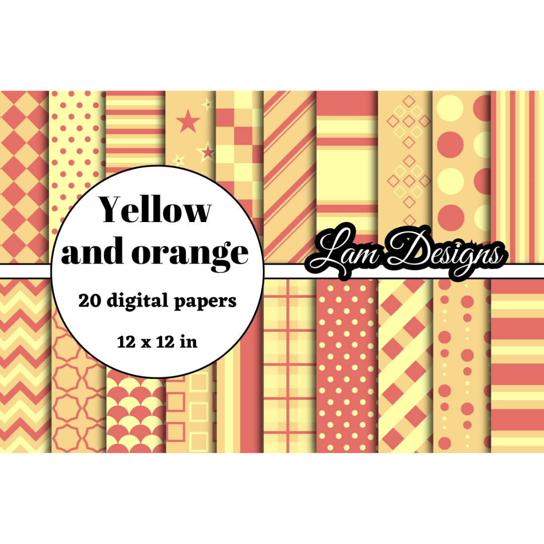 Yellow and orange digital papers preview image.