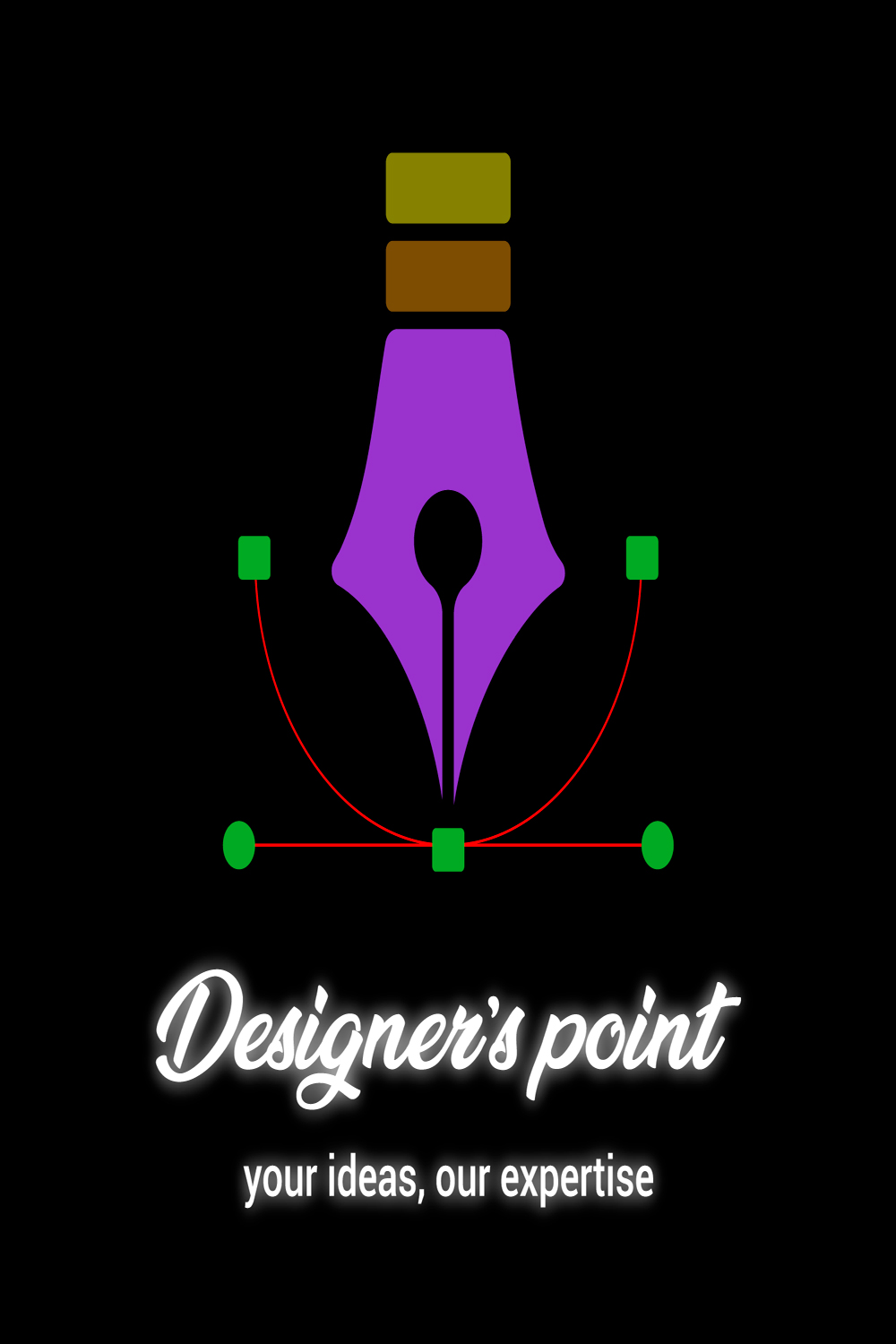 Pen shaped logo pinterest preview image.