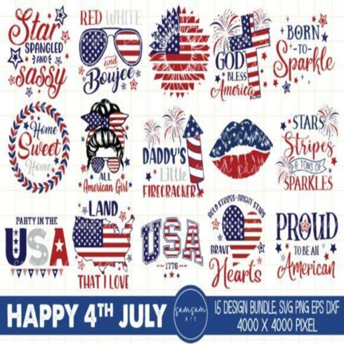 Happy 4th of July Sublimation Mega Gharpic Bundle Resell Right cover image.