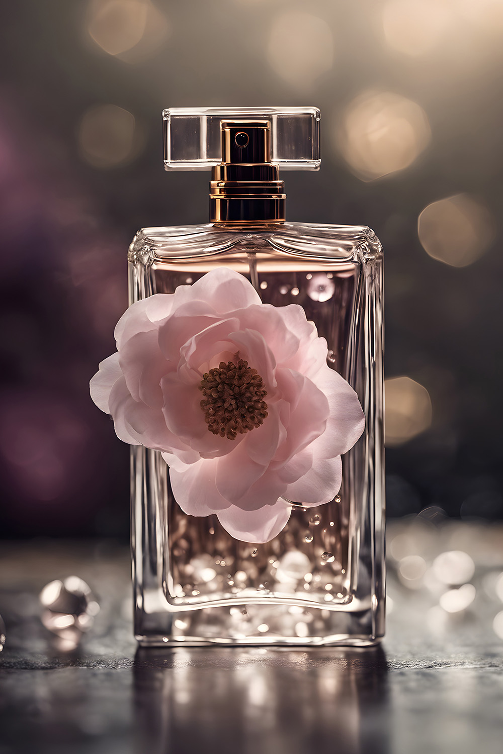 The perfume bottle romantic pinterest preview image.