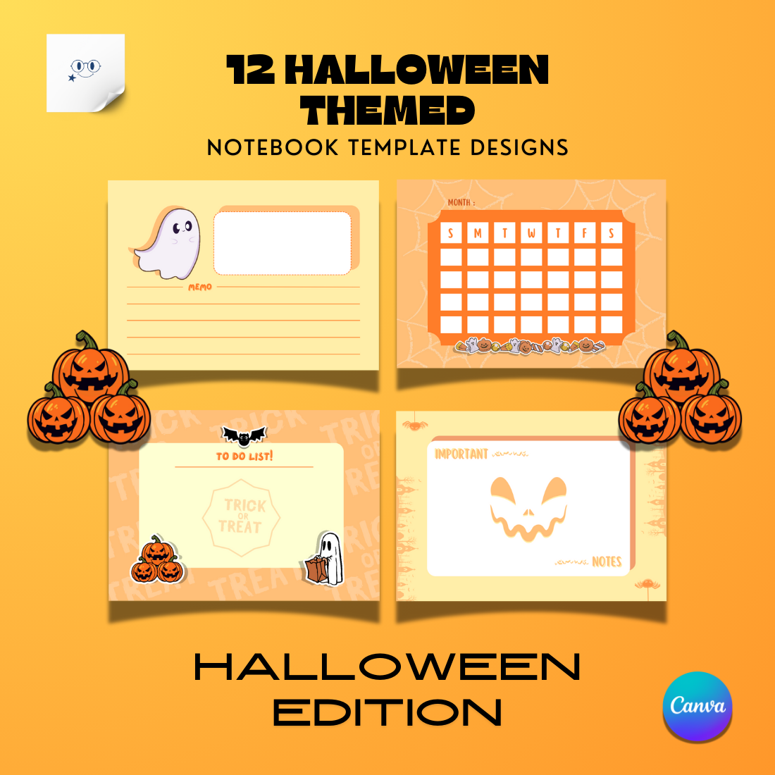12 Cute Halloween Notebook and Planner Templates - Only 8 preview image.
