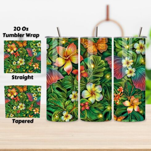 3D Floral Fantasy Tumbler Wrap | Seamless Wrap Design cover image.