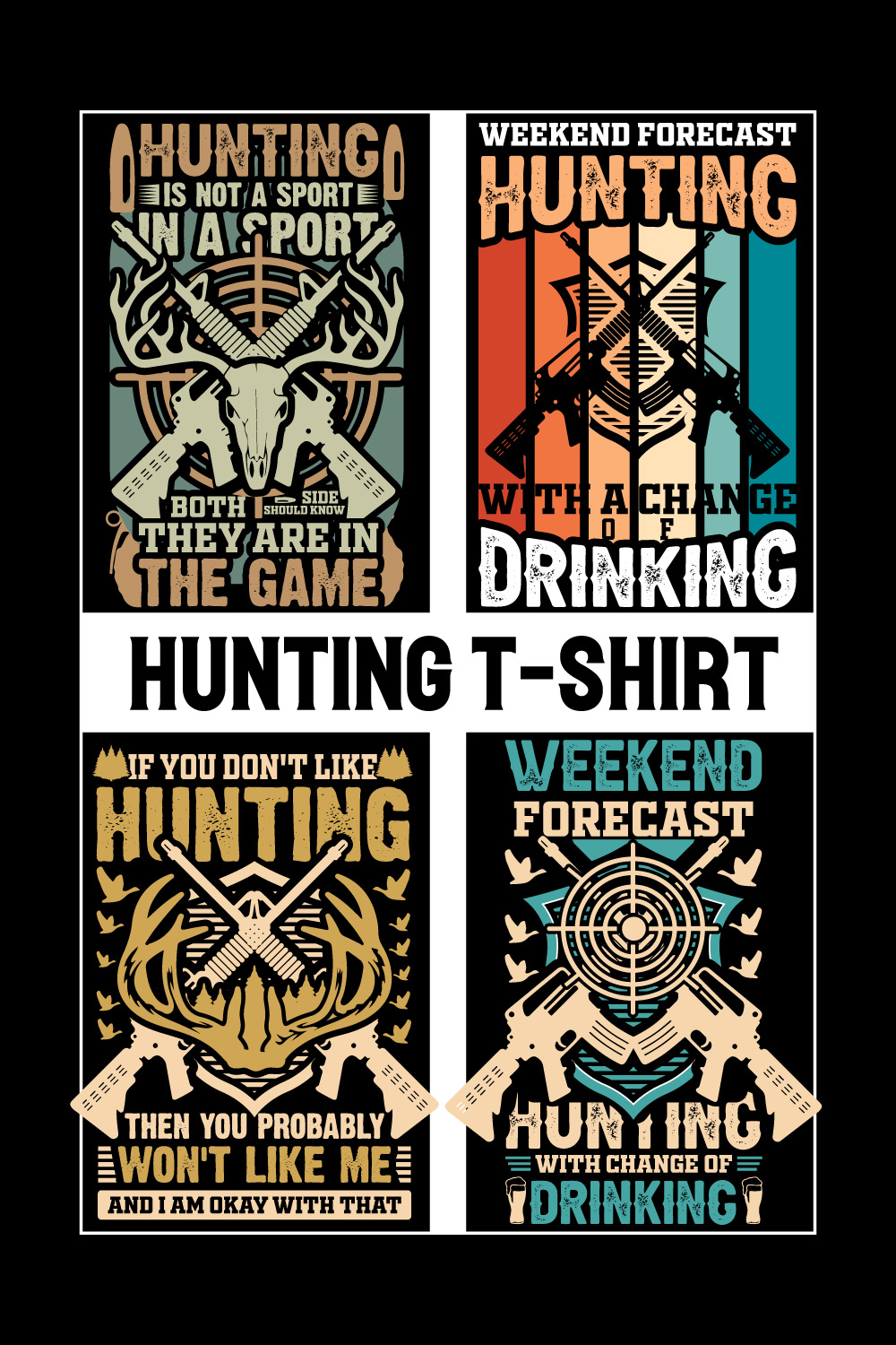 Hunting T-shirt- Hunting Shirts- Hunter retro vintage deer hunting t-shirt design- Deer hunting t shirt design pinterest preview image.