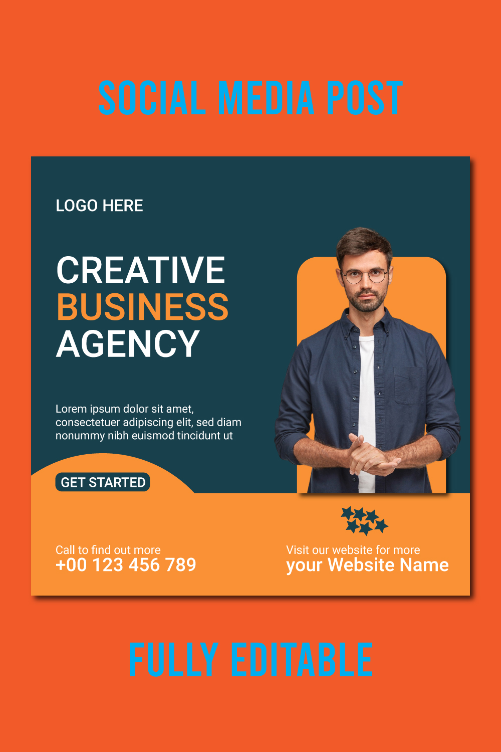 Creative Business Agency Social Media Post Template pinterest preview image.