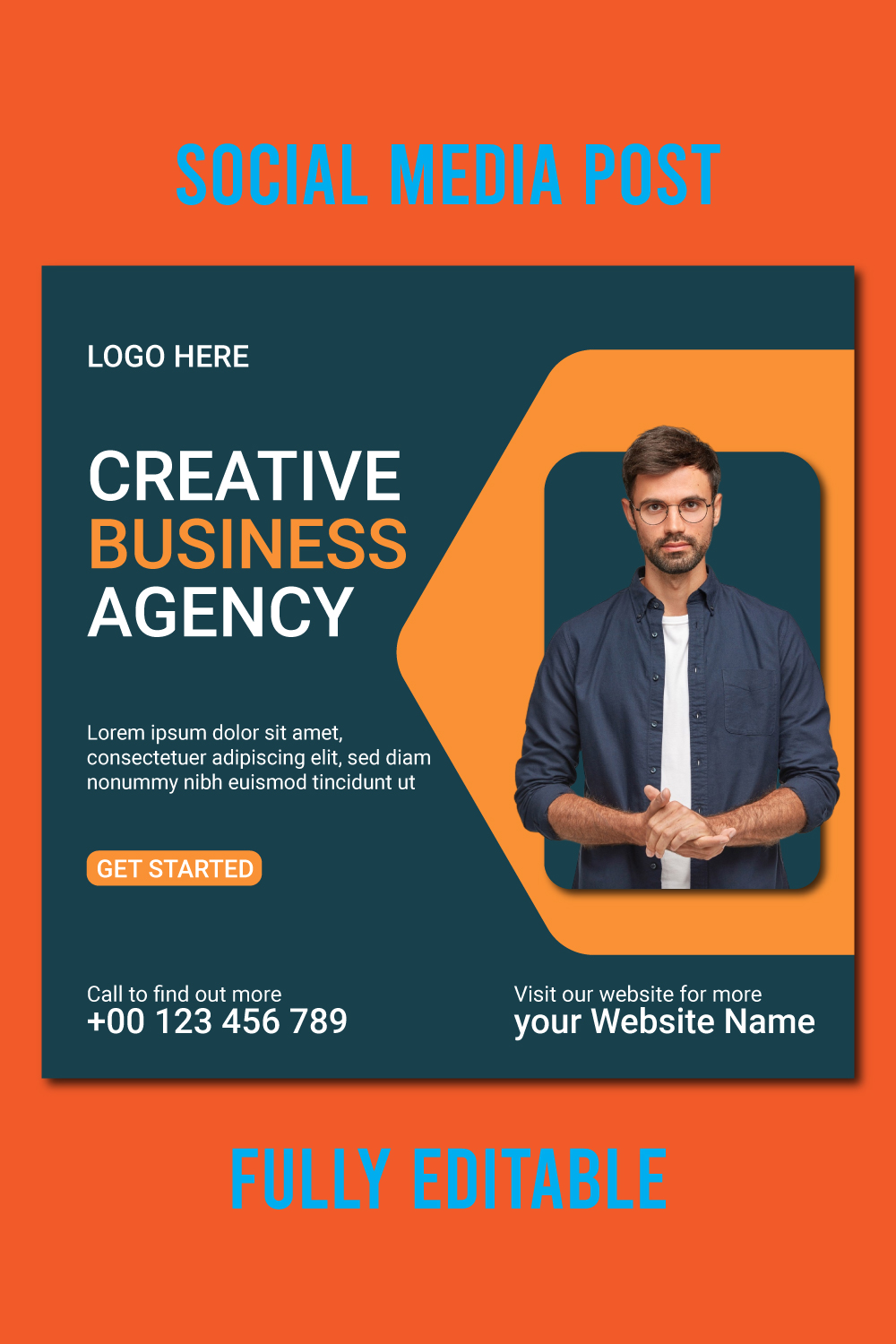 Creative Business Agency Social Media Post Template pinterest preview image.