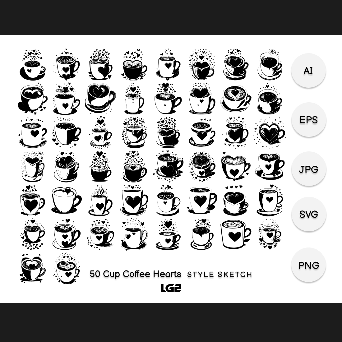 Cup Coffee Hearts Element Draw Black cover image.