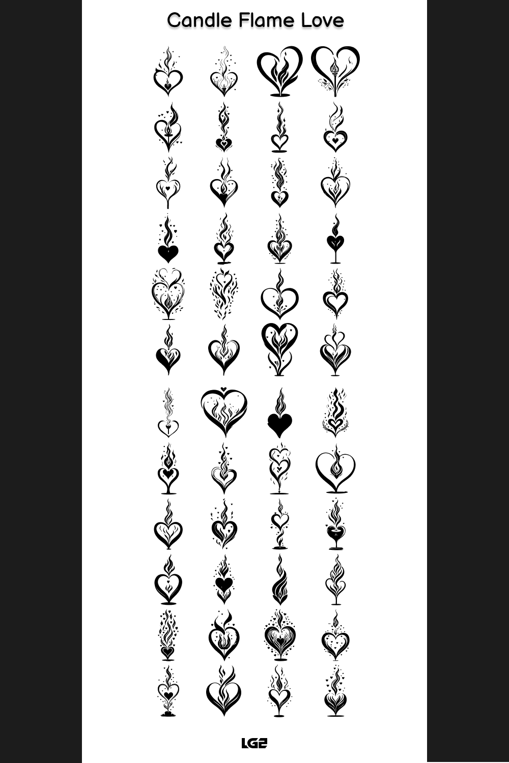 Candle Flame Love Element Draw Black pinterest preview image.