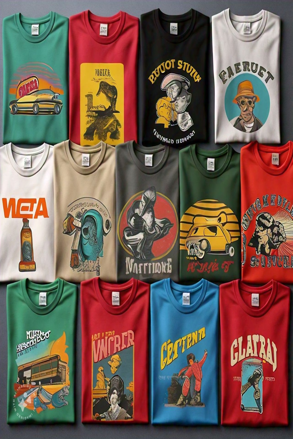 3 Vintage t-shirt deigns pinterest preview image.