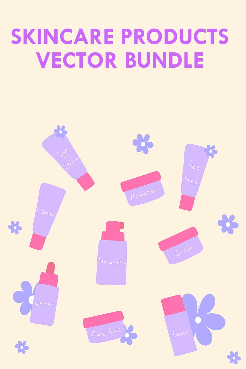 Skincare Products Vector Bundle pinterest preview image.