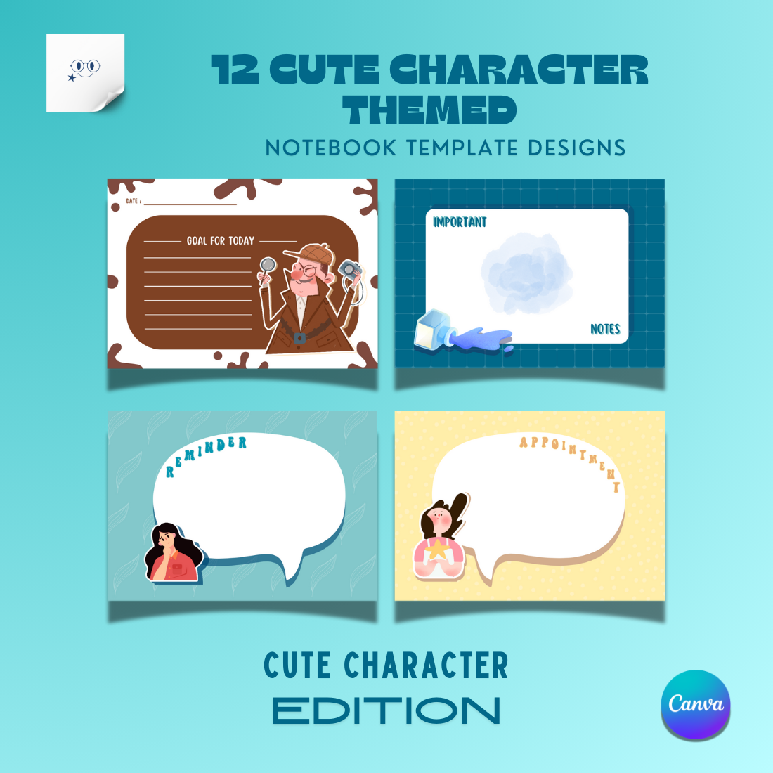 12 Cute Character Theme for Notebook and Planner - Only 7 preview image.
