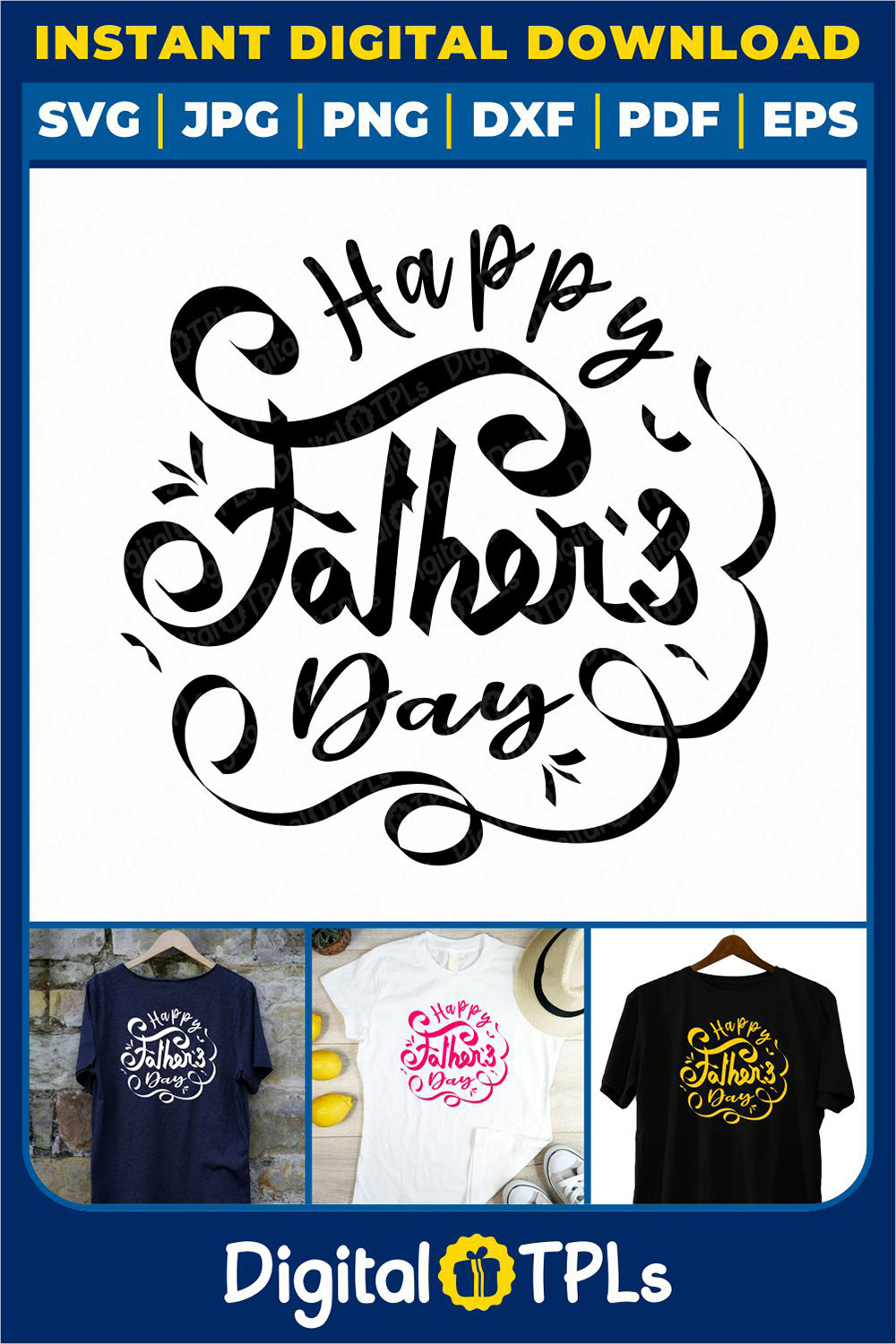 Happy Father's Day SVG | Father’s Day SVG, DXF, EPS, JPG, PNG & PDF Files pinterest preview image.