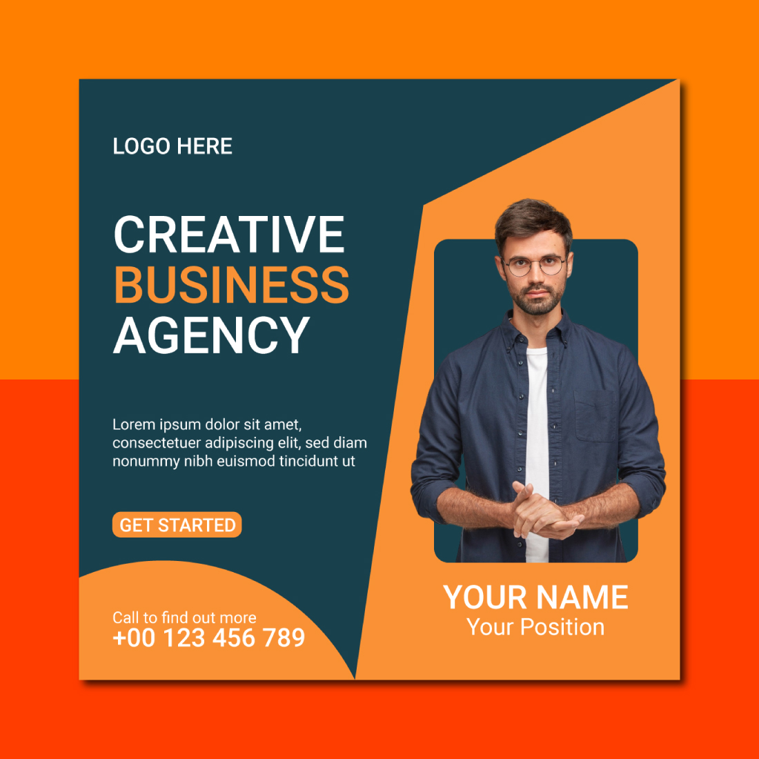 Creative digital marketing agency social media post template preview image.