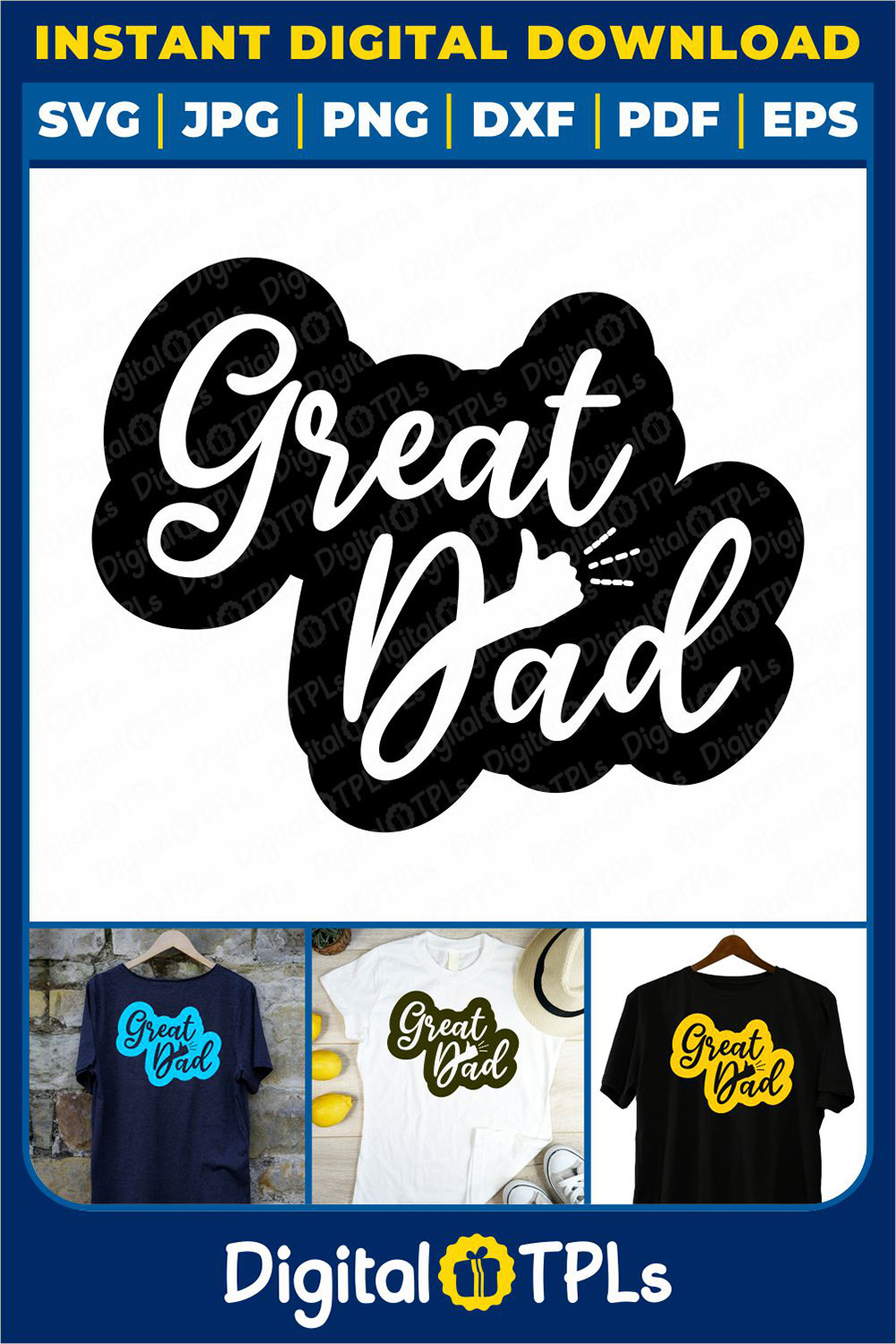 Great Dad SVG | Father’s Day SVG, DXF, EPS, JPG, PNG & PDF Files pinterest preview image.