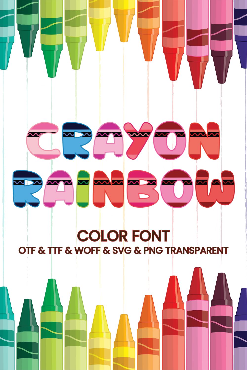 Crayon Rainbow - Color Font pinterest preview image.