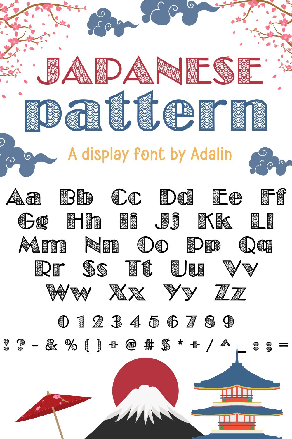 Japanese Pattern - Display Font pinterest preview image.