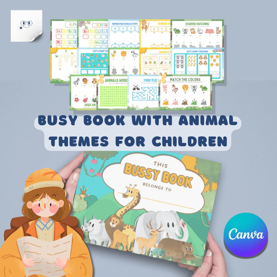 Busy Book With An Animal Theme for Children - Only 8 preview image.