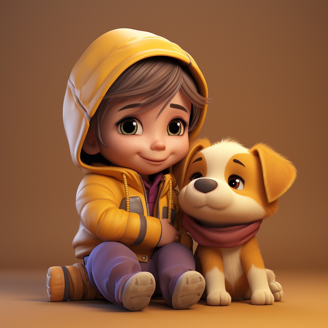 3d young person with pet 128