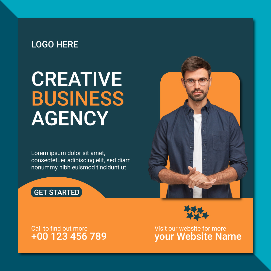 Creative Business Agency Social Media Post Template preview image.