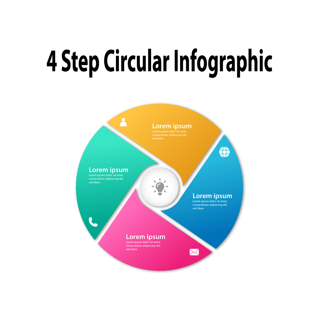 4 step circular infographic template preview image.