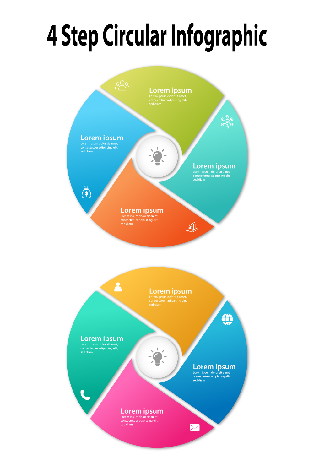 4 step circular infographic template pinterest preview image.