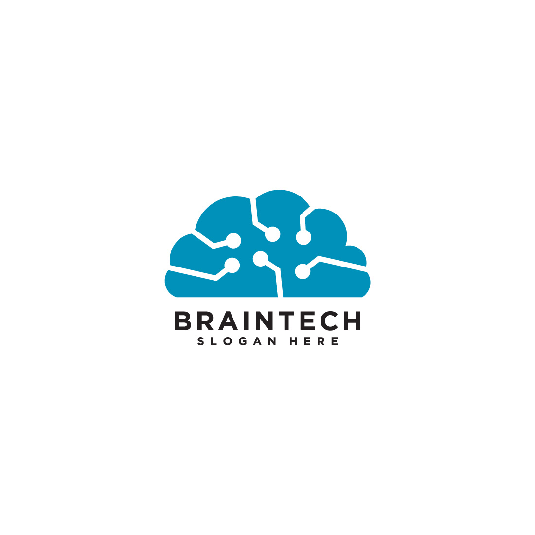 Brain technology logo design template preview image.