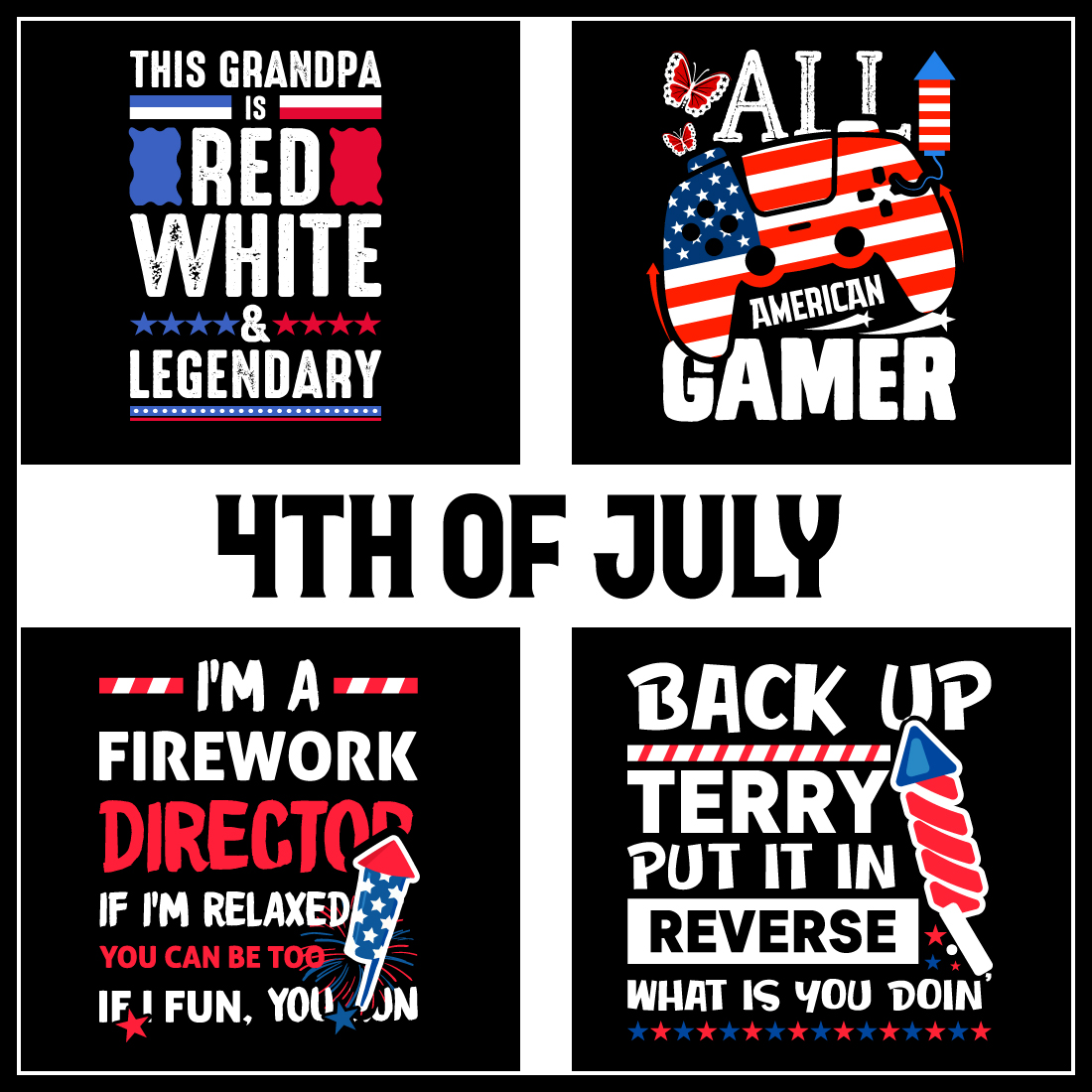 4th July T-Shirt Design Bundle- 4th Of july T-shirt- 4th Of July Designs- T-Shirt Design bundle- 4th of July Independence Day T-shirt Design bundle cover image.