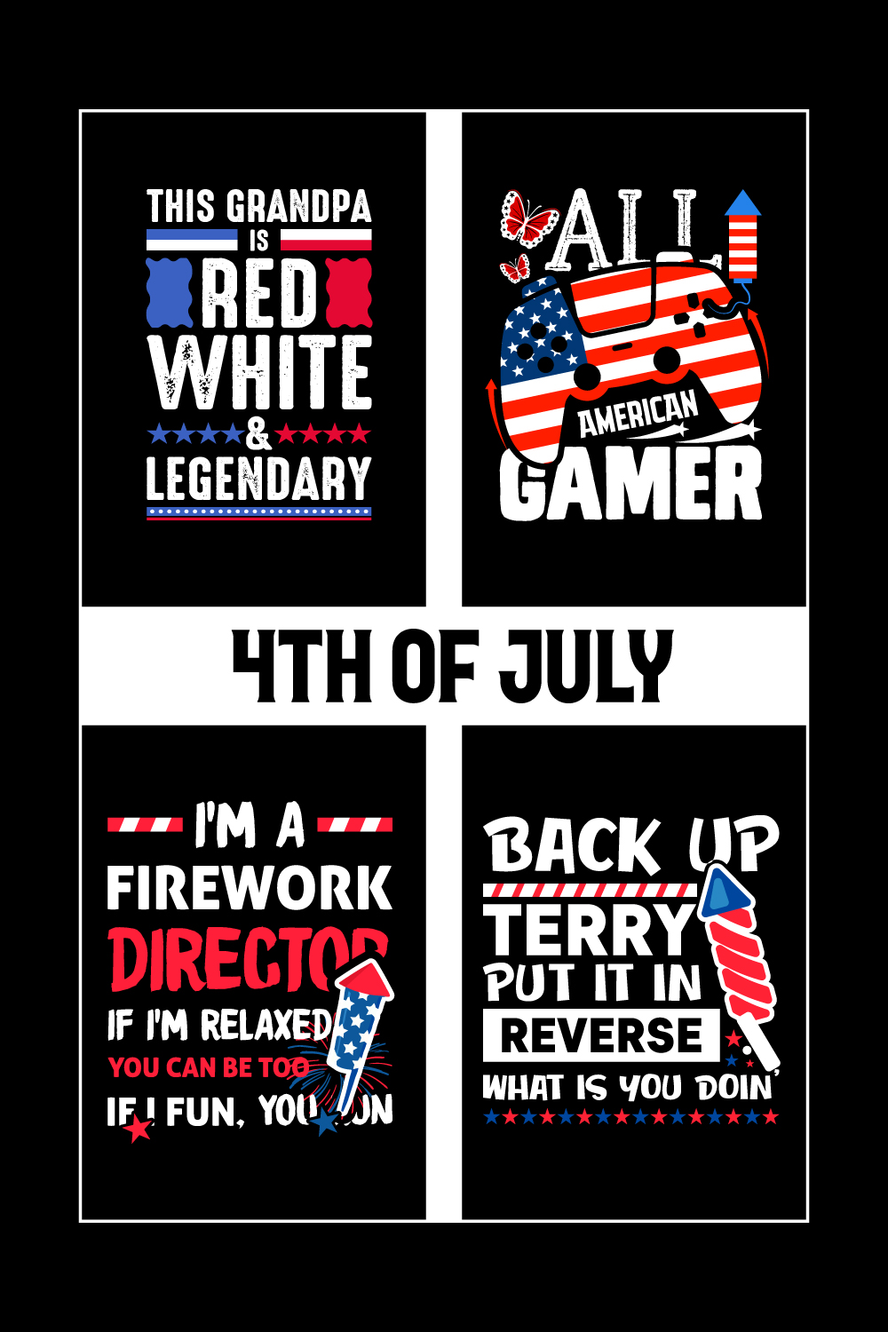 4th July T-Shirt Design Bundle- 4th Of july T-shirt- 4th Of July Designs- T-Shirt Design bundle- 4th of July Independence Day T-shirt Design bundle pinterest preview image.