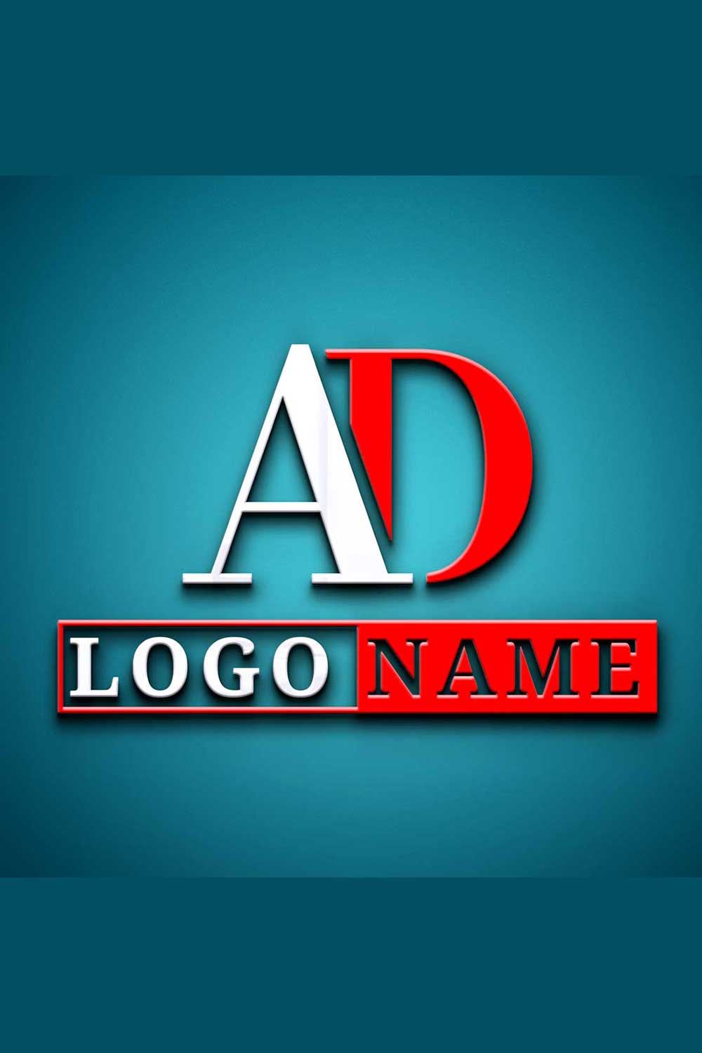Modern (AD) Letter Logo Design in Illustrator - 100% Editable pinterest preview image.