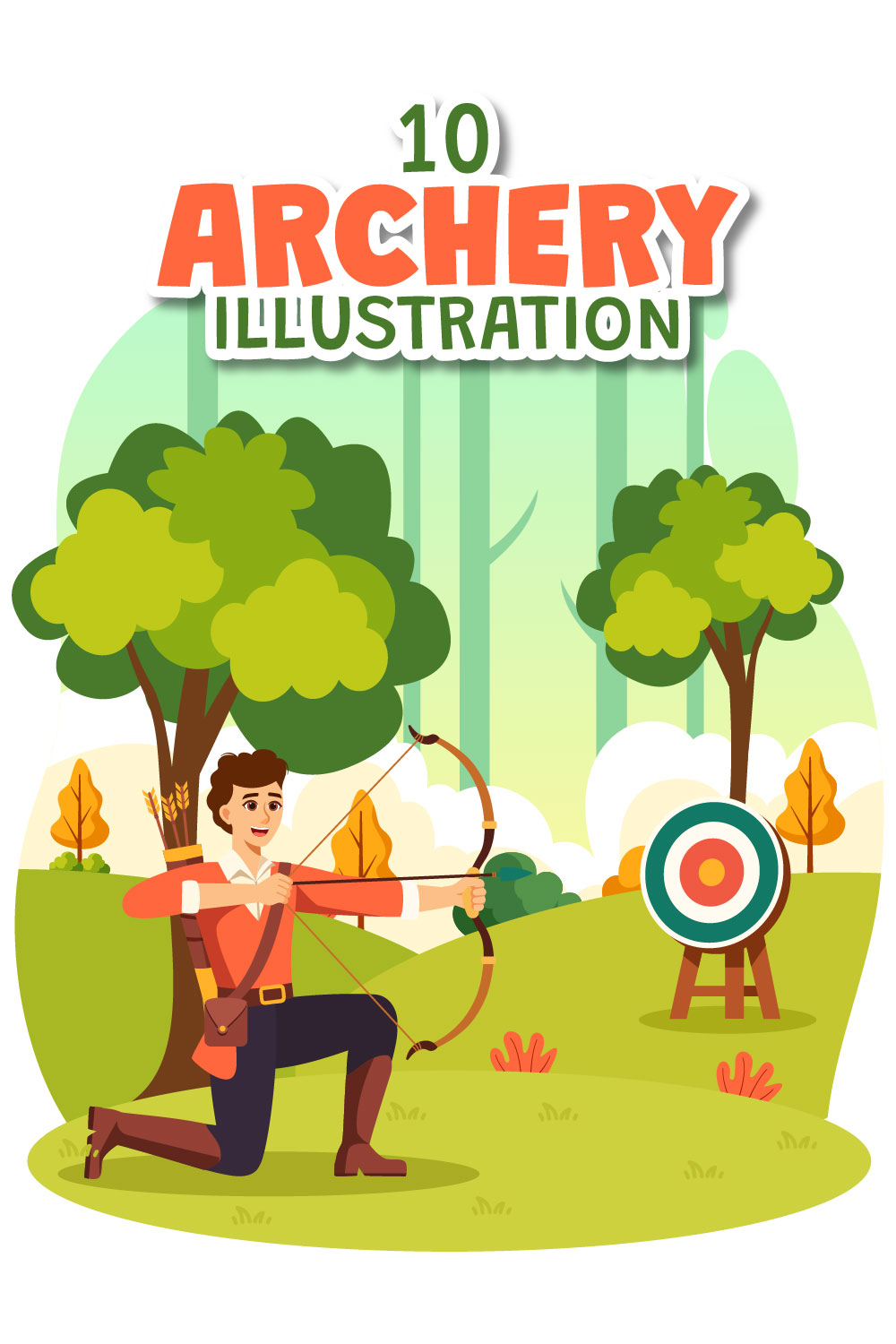 10 Archery Sport Illustration pinterest preview image.