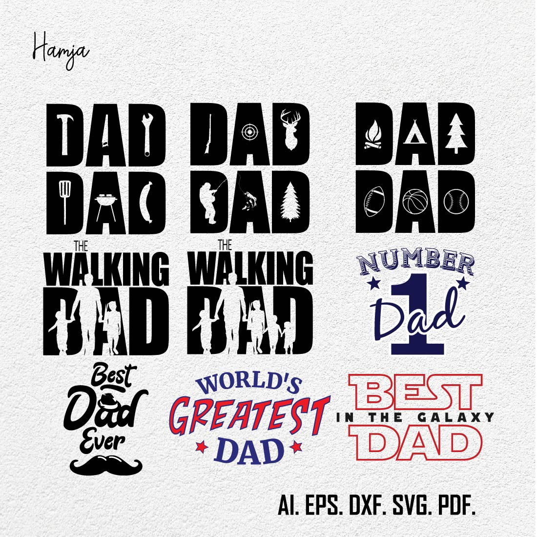 Father's Day SVG, Bundle, Dad SVG, Daddy, Best Dad, Whiskey Label, Happy Fathers Day, Sublimation, Cut File Cricut, Silhouette preview image.