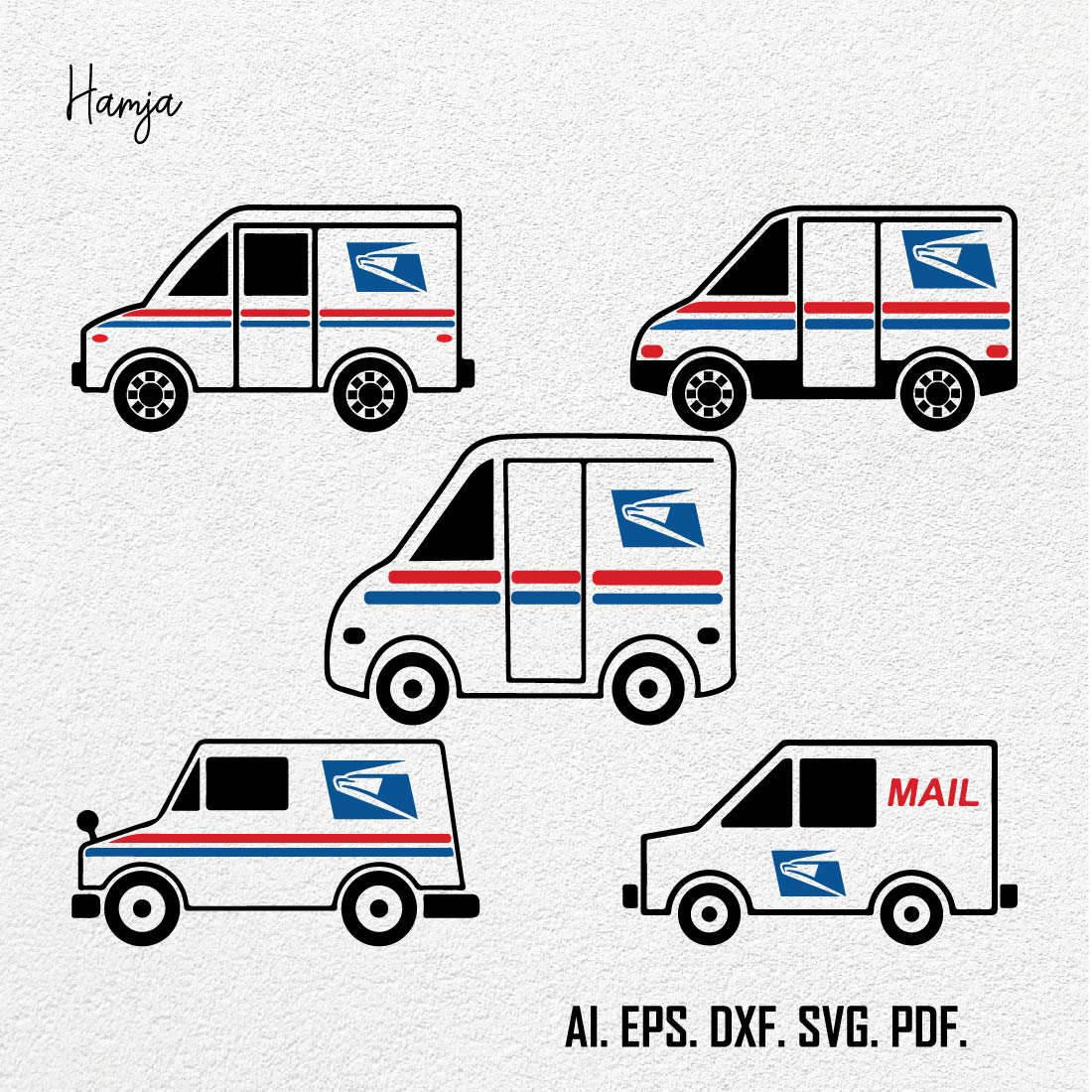 Mail Truck SVG File, Postal Truck SVG, Post Office Clip Art, Delivery Truck svg, Cut files for Cricut, Cameo, Silhouette, Cut File preview image.