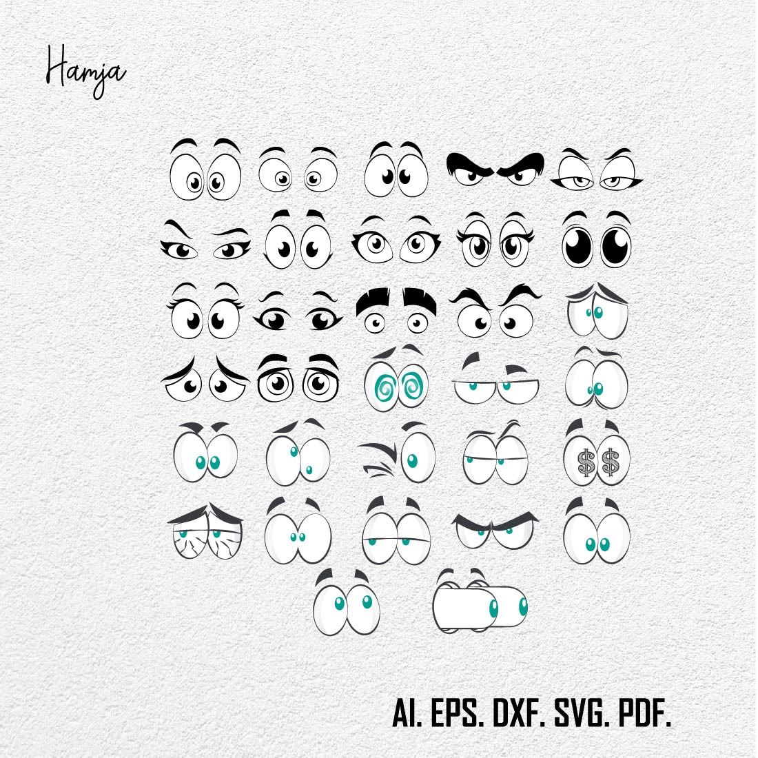 Cartoon Eyes SVG, Comic Book Eyes Svg Bundle, Googly Eyes, Out Line, Eyes Svg, Funny Eyes Svg, Cute Eyes Svg, Big Eyes Svg, Eyelashes Svg preview image.