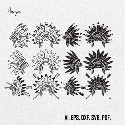 Native Svg, Native American Svg, Headdress Svg, War Bonnet Svg, Feathers Svg, Indian Svg, Indigenous Svg, Svg Files for Cricut cover image.