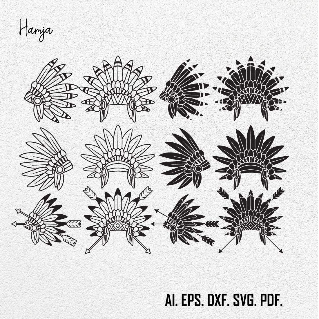 Native Svg, Native American Svg, Headdress Svg, War Bonnet Svg, Feathers Svg, Indian Svg, Indigenous Svg, Svg Files for Cricut preview image.