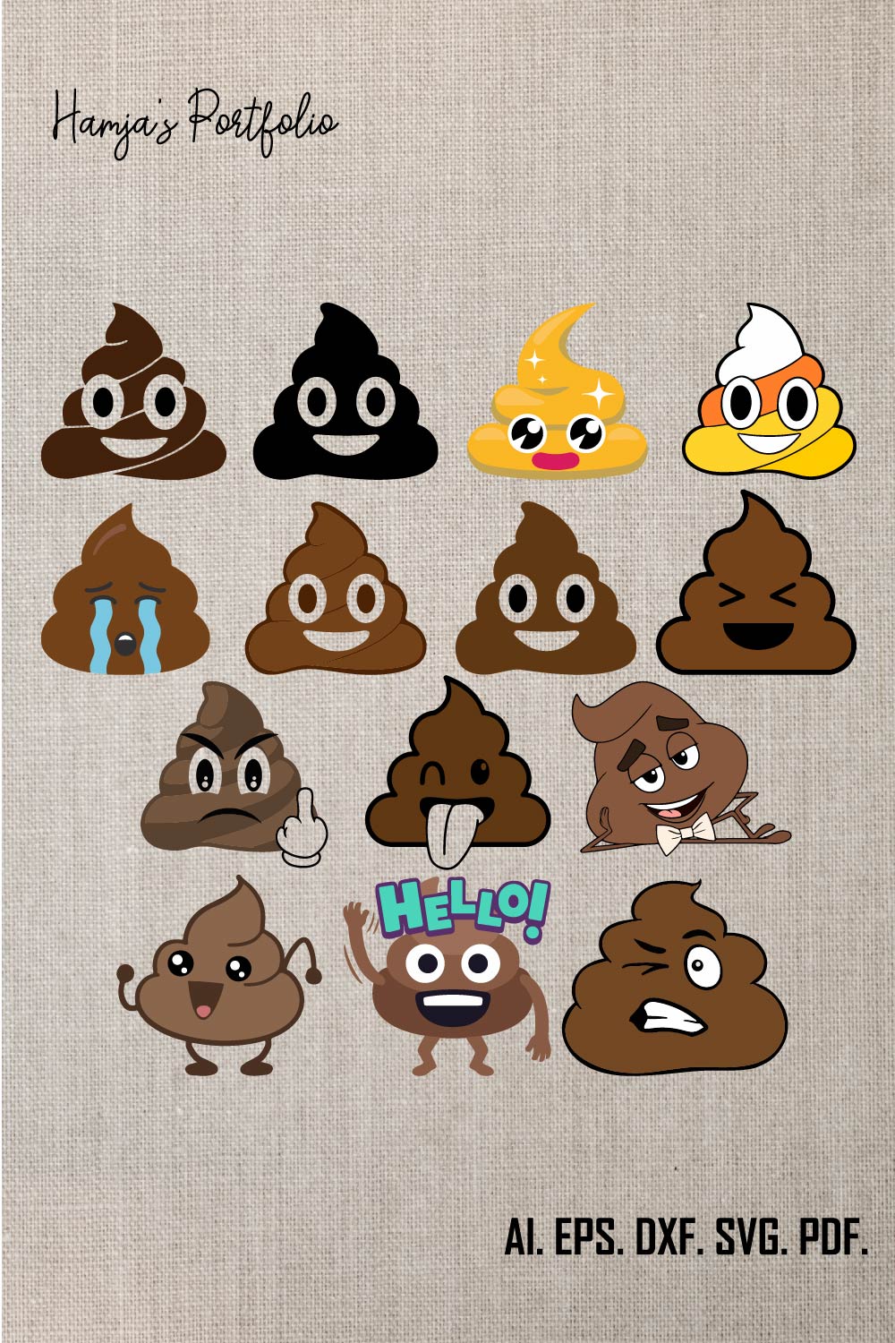 Poop SVG Bundle, Poop Face SVG, Poop SVG, Poop clipart, Files for Circuit, Funny Svg, Toilet svg, Smiling Poop svg pinterest preview image.