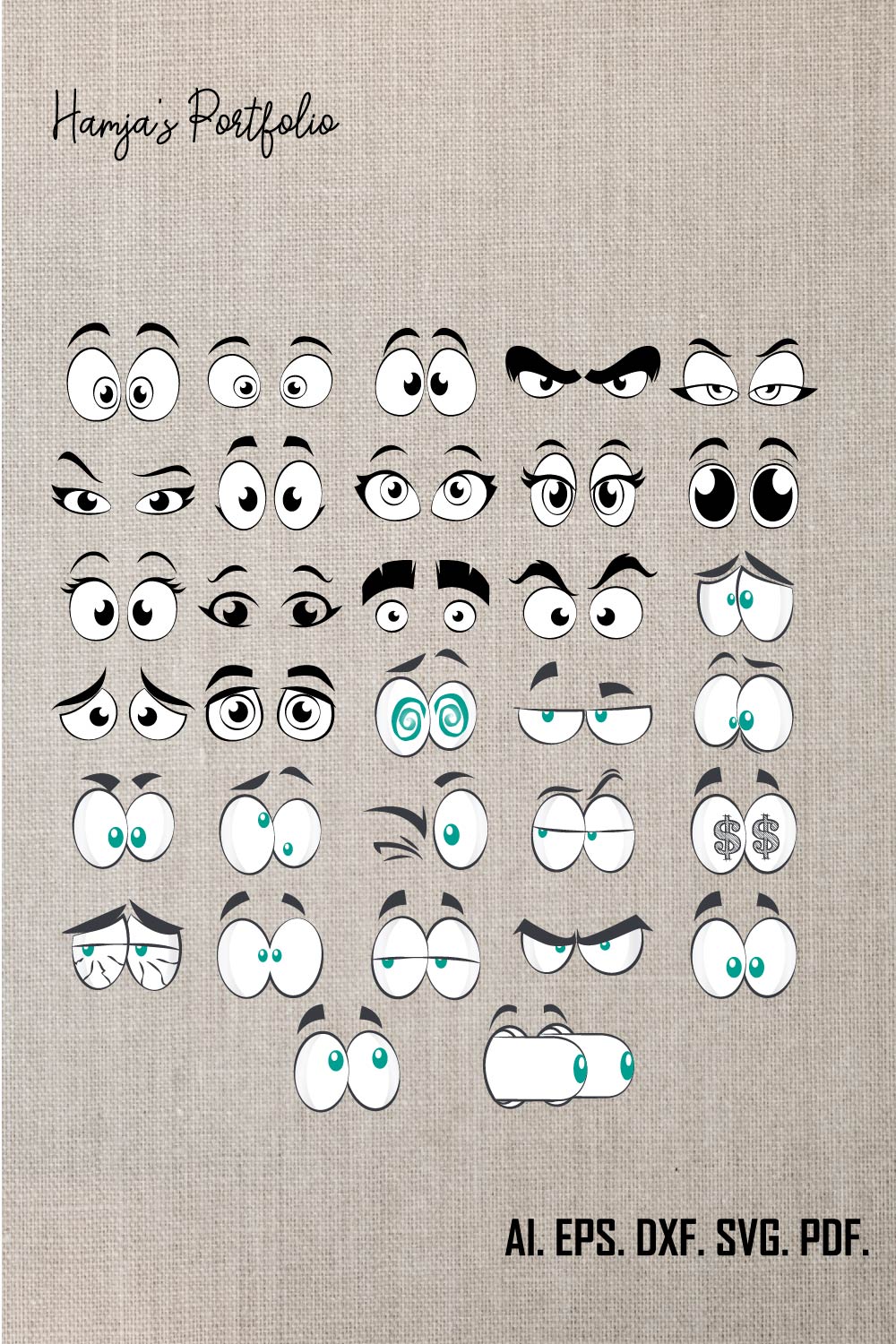 Cartoon Eyes SVG, Comic Book Eyes Svg Bundle, Googly Eyes, Out Line, Eyes Svg, Funny Eyes Svg, Cute Eyes Svg, Big Eyes Svg, Eyelashes Svg pinterest preview image.