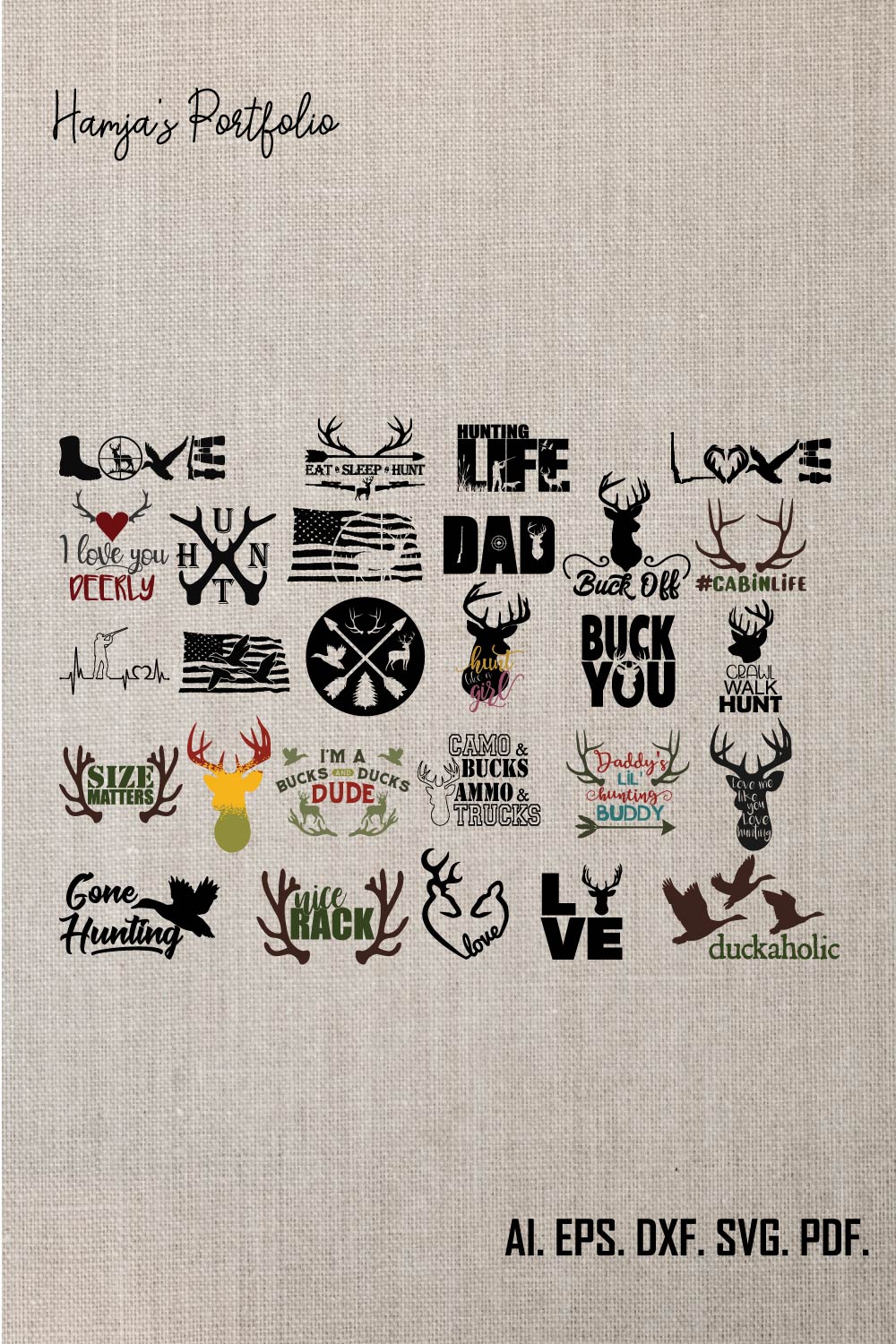 Hunting SVG Bundle, Deer SVG, Hunting Season SVG, Deer Hunting svg, Hunting Club svg, Hunting Life svg, Cut Files for Cricut, Silhouette pinterest preview image.