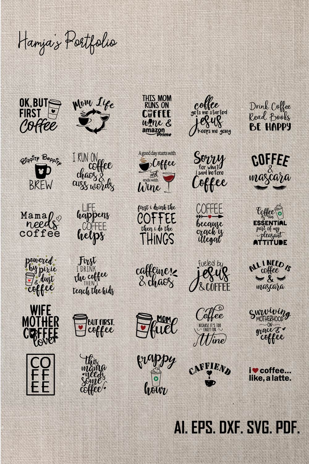 Coffee SVG Bundle, Funny Coffee SVG, Coffee Quote Svg, Caffeine Queen, Coffee Lovers, Coffee Obsessed, Mug Svg, Coffee mug, Cut File Cricut pinterest preview image.