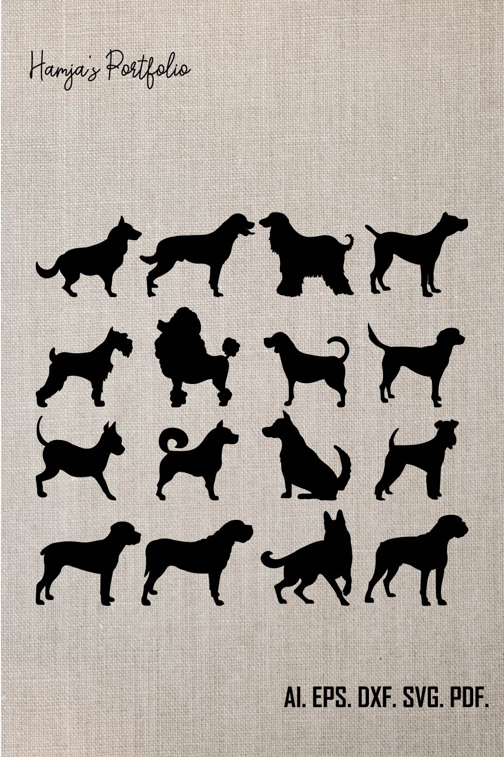 Dog SVG Bundle, Dog PNG Bundle, Dog Clipart, Dog SVG Cut Files for Cricut, Cute Dog Svg, Paw Prints svg, Pet Svg, Dog House svg, Dog Bone pinterest preview image.