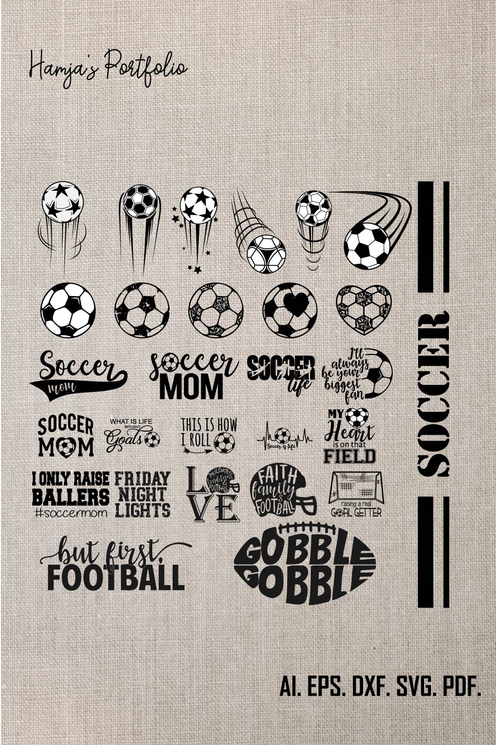 Soccer Vector Svg Design Bundle pinterest preview image.