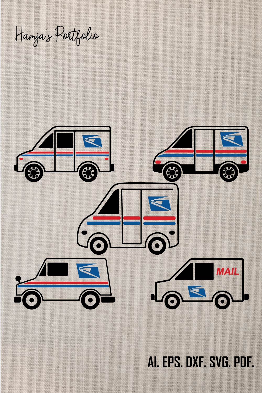 Mail Truck SVG File, Postal Truck SVG, Post Office Clip Art, Delivery Truck svg, Cut files for Cricut, Cameo, Silhouette, Cut File pinterest preview image.