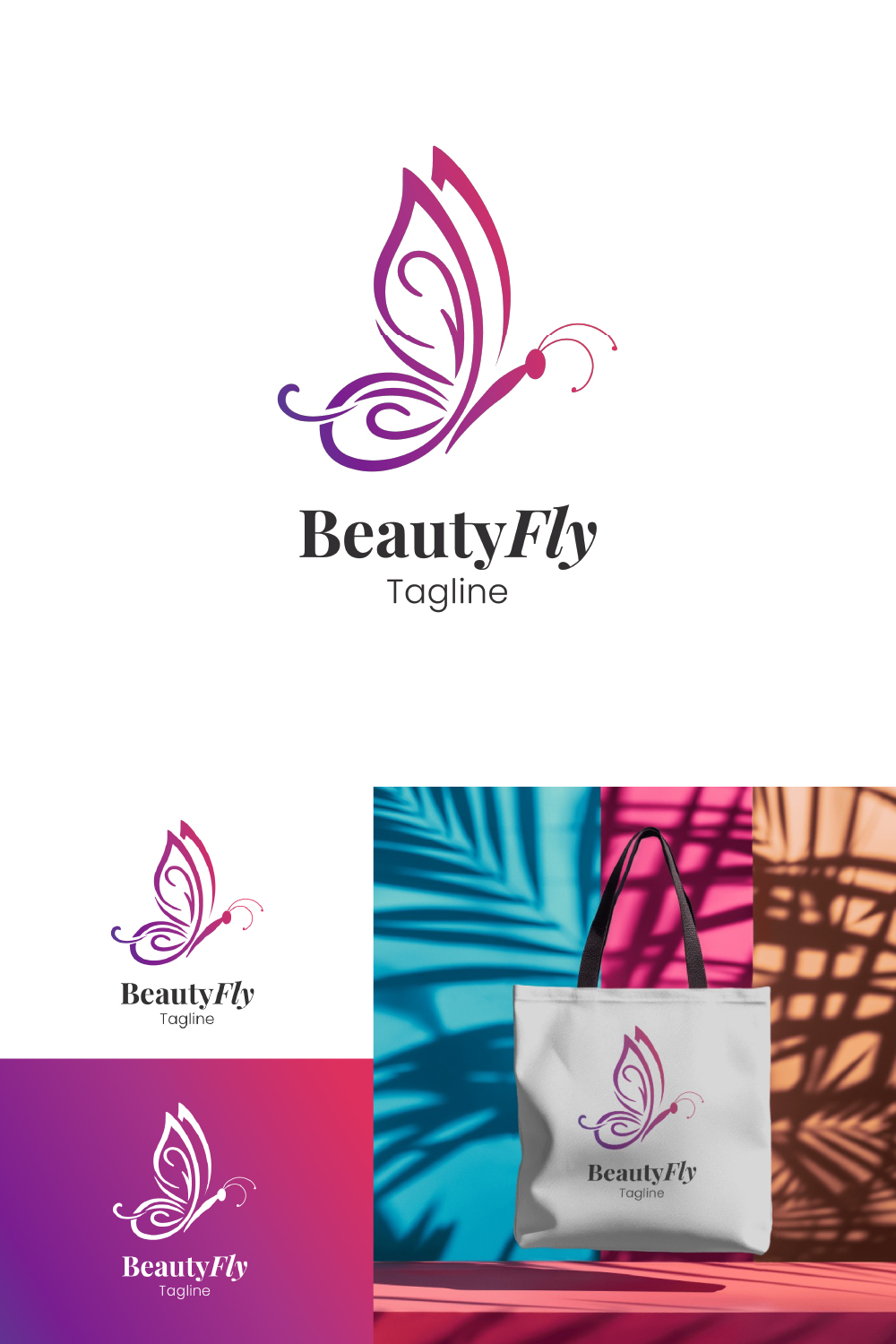 Beautiful Butterfly Logo pinterest preview image.