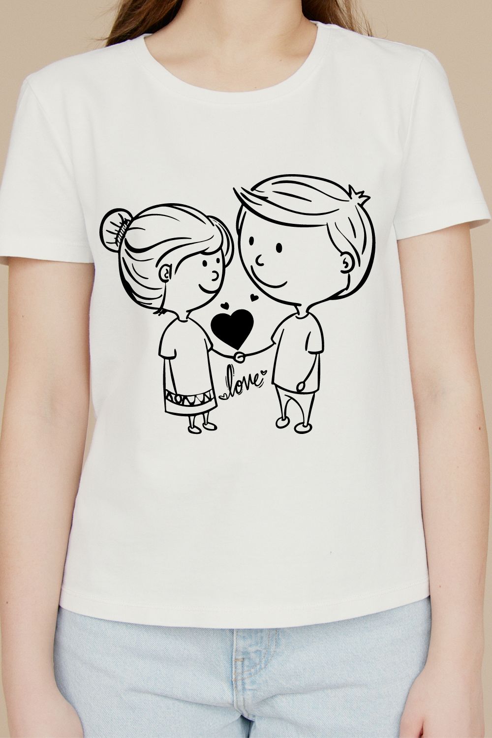 Line art romantic t-shirt design pinterest preview image.