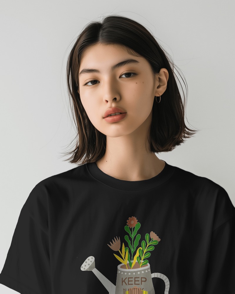 asian female model wearing tshirt mockup in a studio photoshoot scene5 0297 6 264