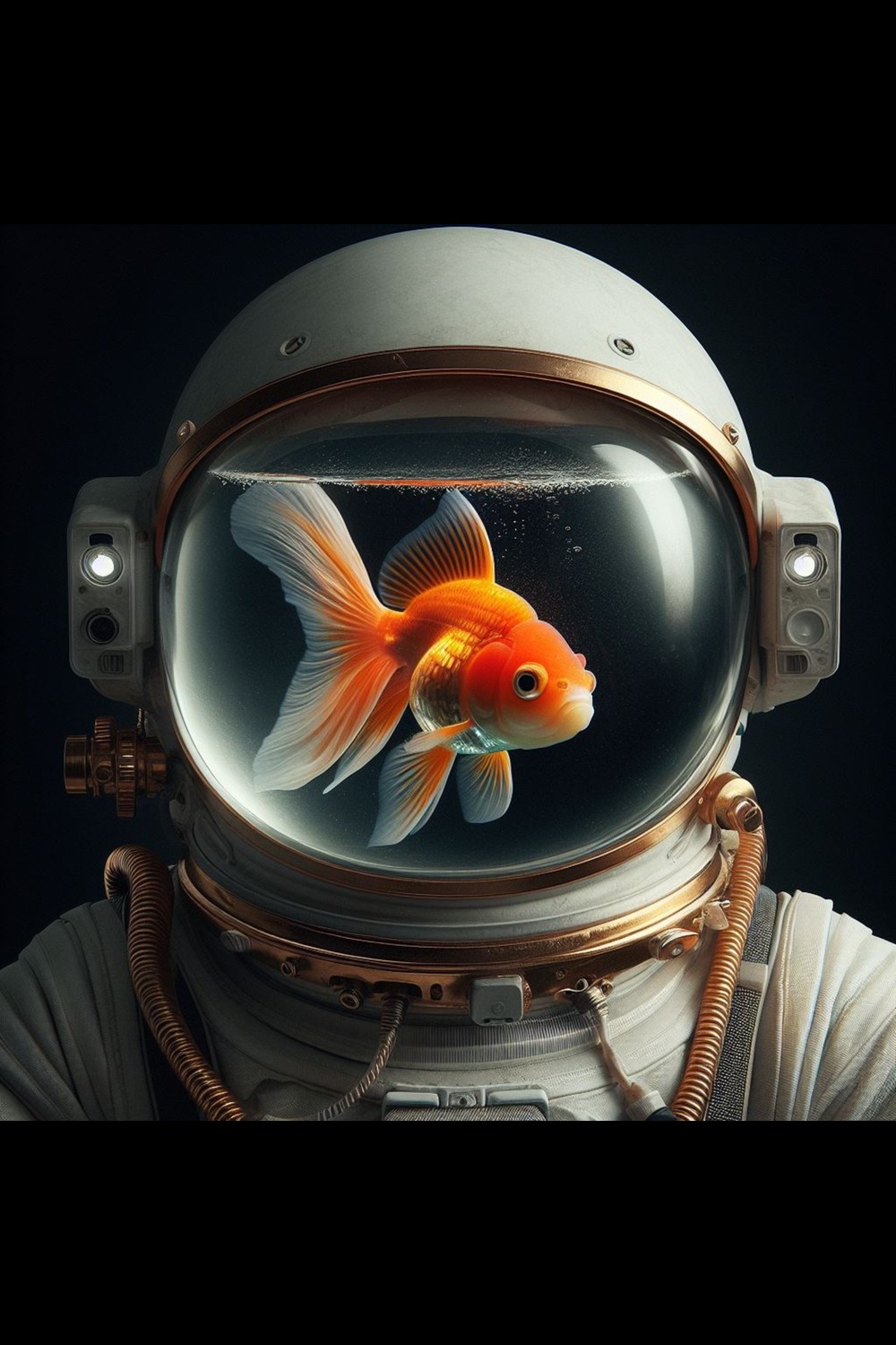 Astronaut Goldfish Photo Manipulation Surreal Art Poster Print Wall Decor Printable Digital Download pinterest preview image.