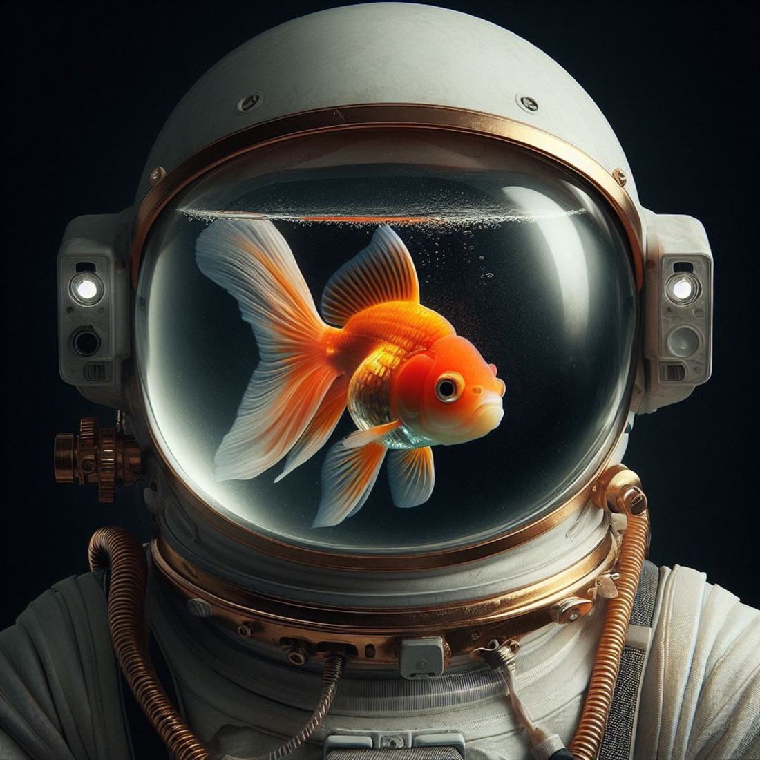 Astronaut Goldfish Photo Manipulation Surreal Art Poster Print Wall Decor Printable Digital Download preview image.